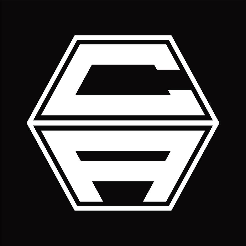 ca-Logo-Monogramm mit sechseckiger Form nach oben und unten Designvorlage vektor