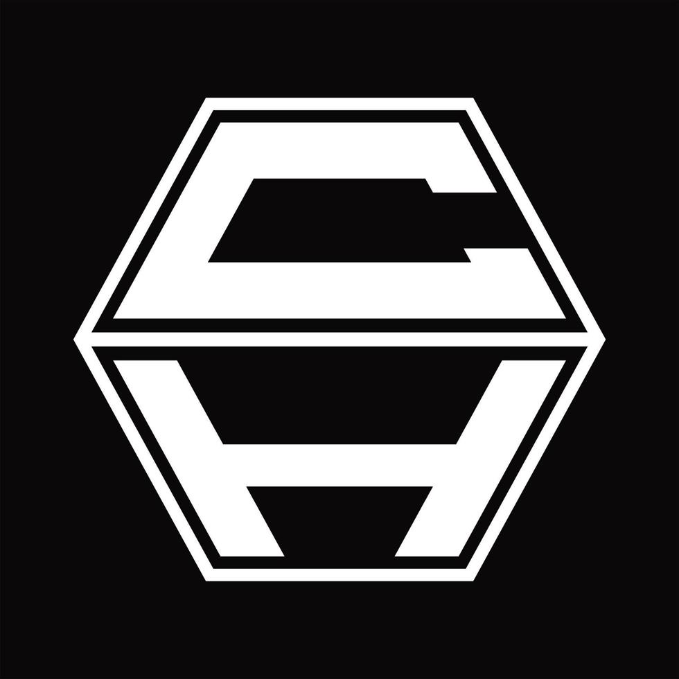 ch logotyp monogram med sexhörning form upp och ner design mall vektor