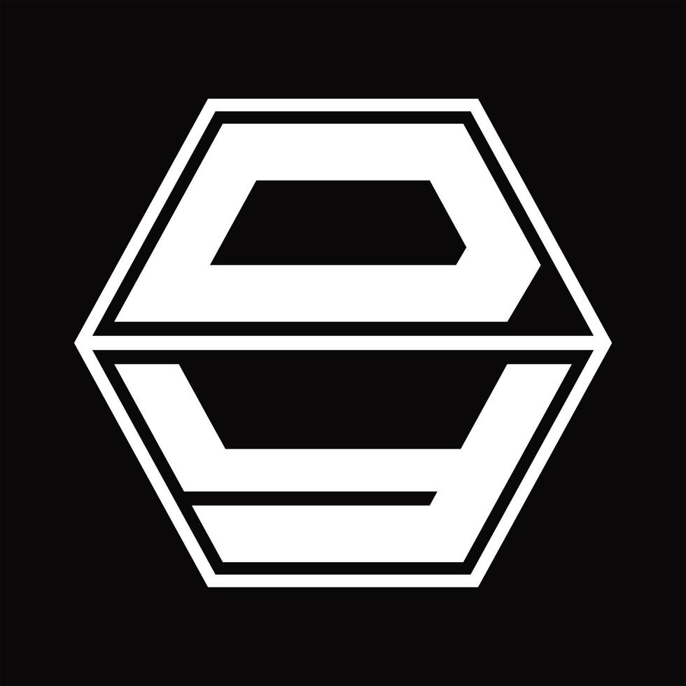 dy-Logo-Monogramm mit sechseckiger Form nach oben und unten Designvorlage vektor