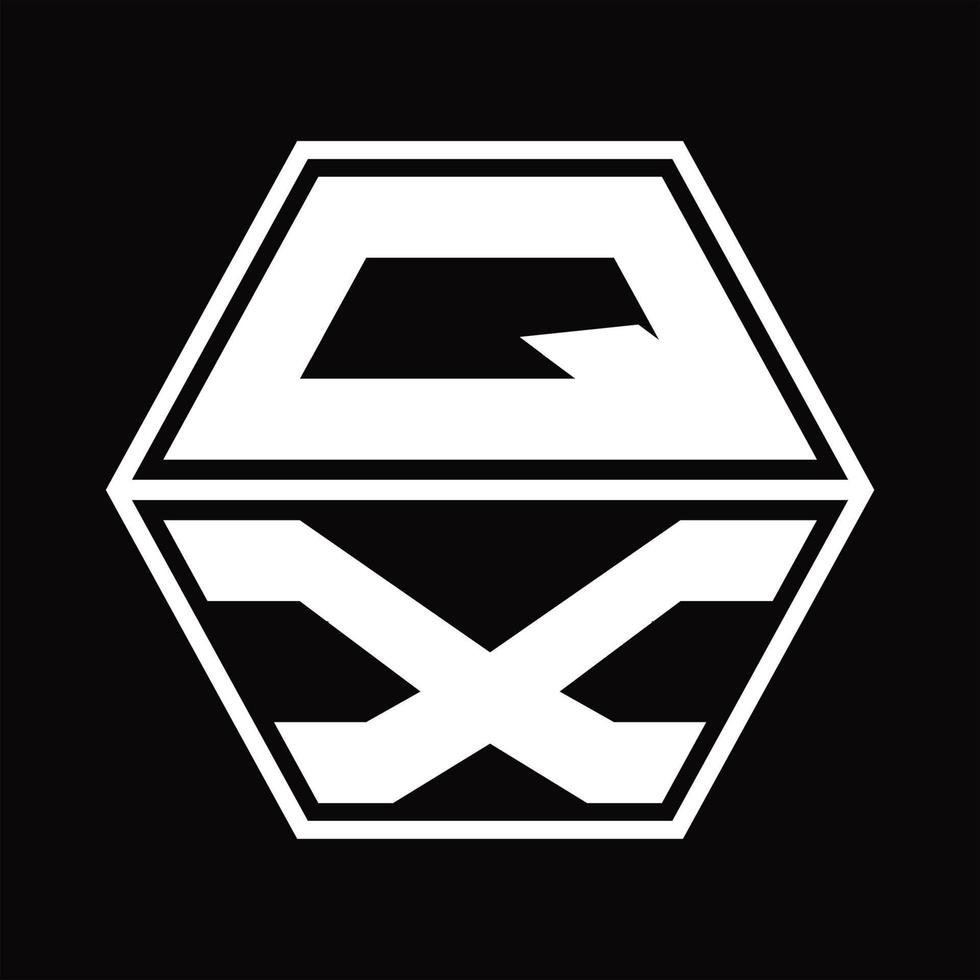 qx logotyp monogram med sexhörning form upp och ner design mall vektor