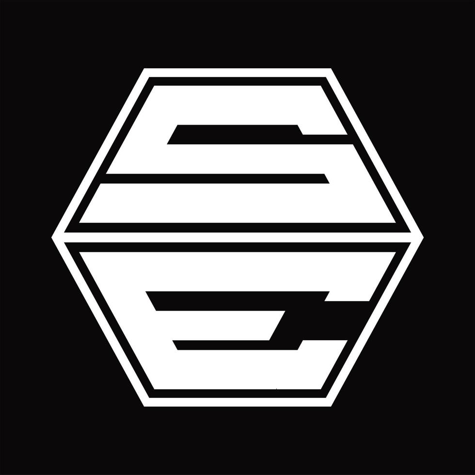 Se-Logo-Monogramm mit sechseckiger Form nach oben und unten Designvorlage vektor