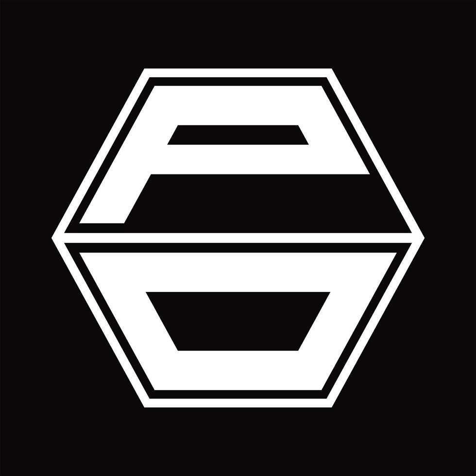 po-Logo-Monogramm mit sechseckiger Form nach oben und unten Designvorlage vektor