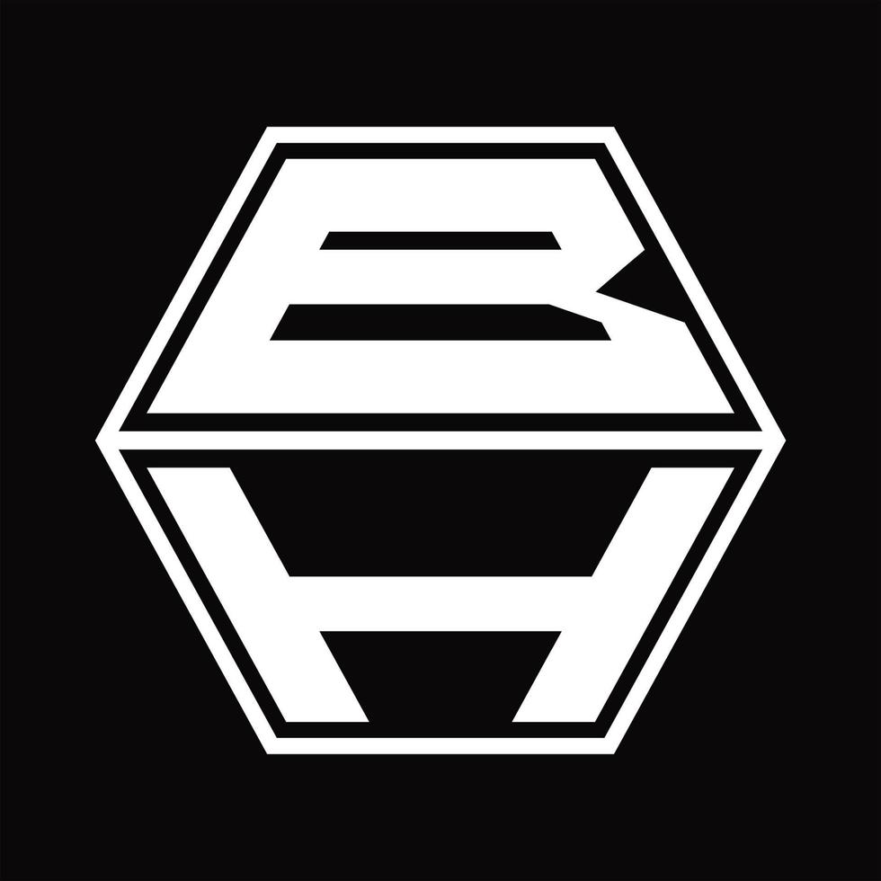 bh-Logo-Monogramm mit Hexagon-Form nach oben und unten Design-Vorlage vektor