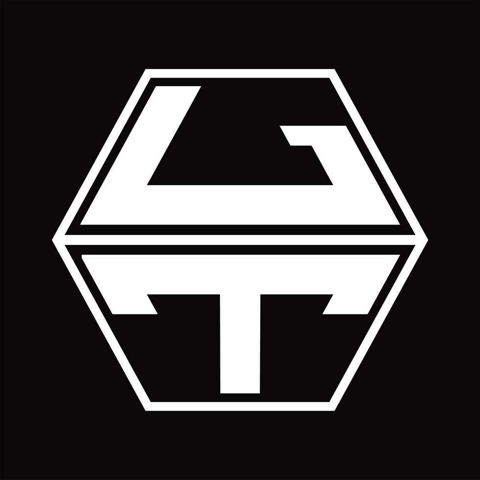 lt logotyp monogram med sexhörning form upp och ner design mall vektor