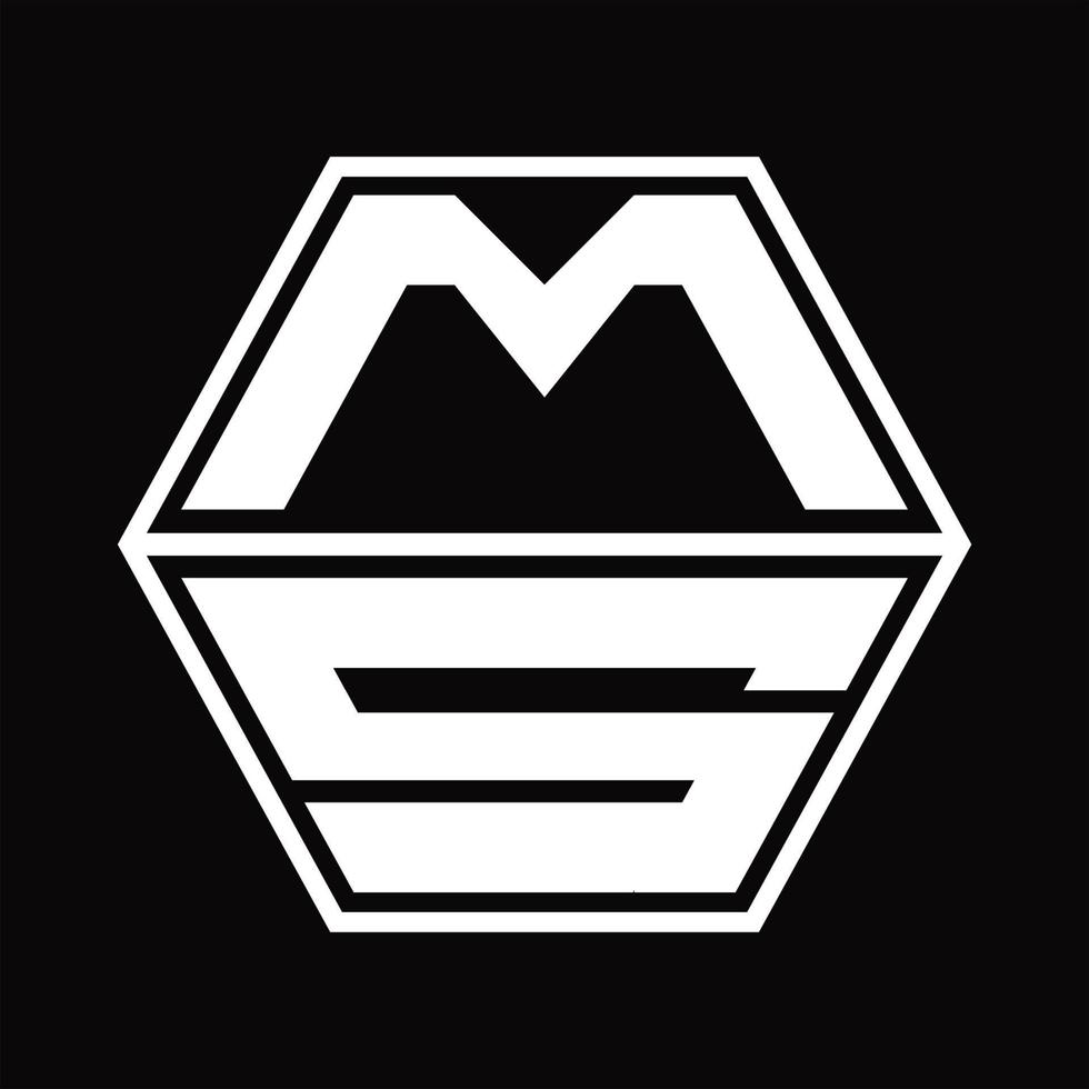 Fröken logotyp monogram med sexhörning form upp och ner design mall vektor