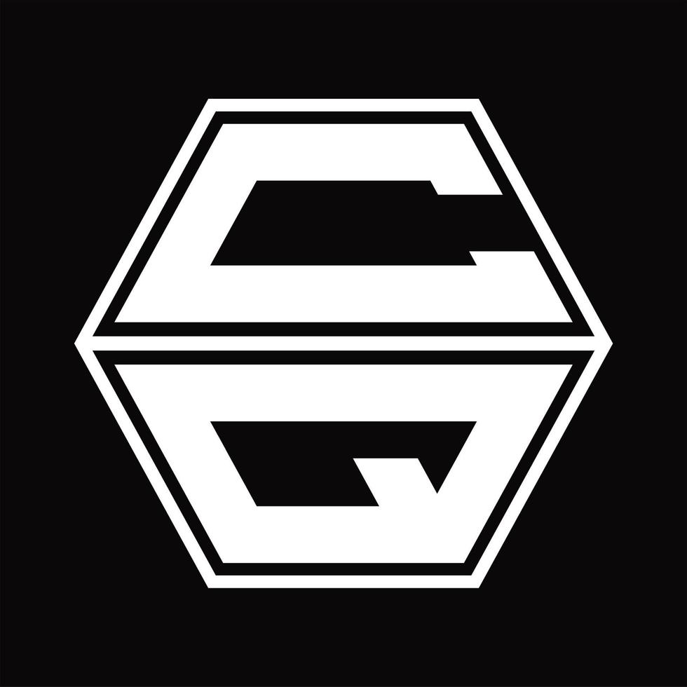 cq logotyp monogram med sexhörning form upp och ner design mall vektor
