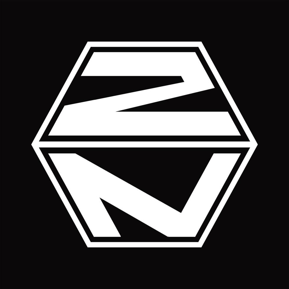 zn logotyp monogram med sexhörning form upp och ner design mall vektor