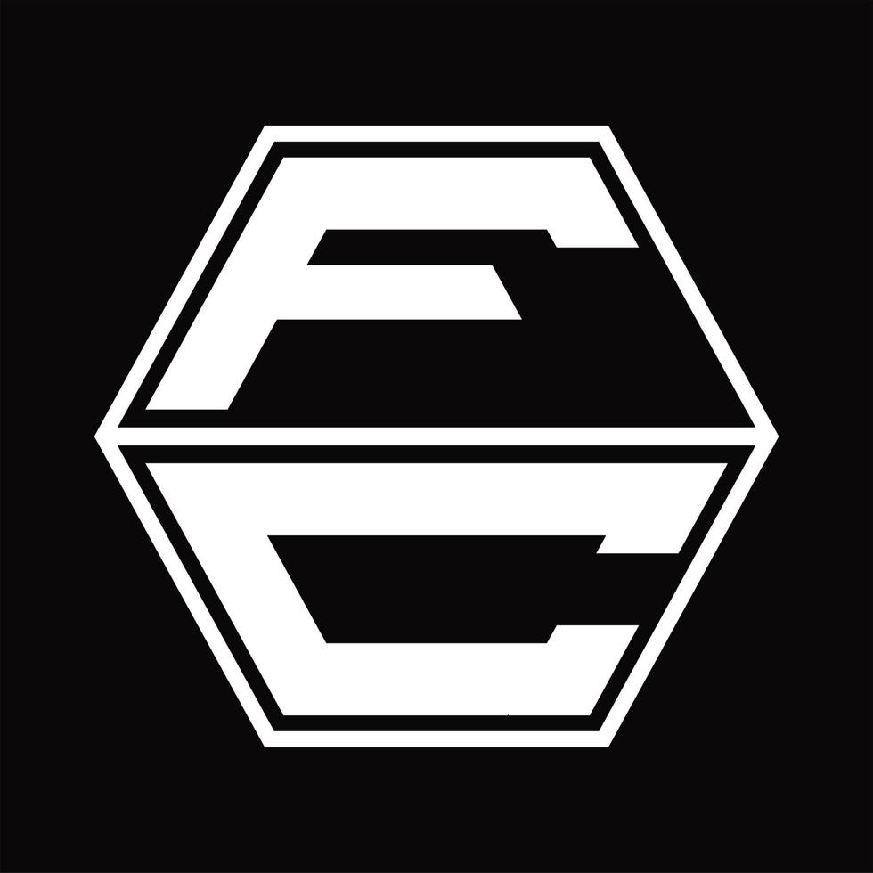 FC-Logo-Monogramm mit sechseckiger Form nach oben und unten Designvorlage vektor
