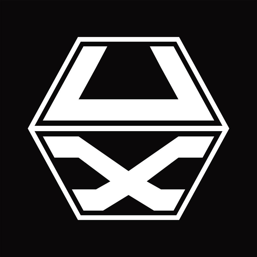 ux-Logo-Monogramm mit sechseckiger Form nach oben und unten Designvorlage vektor