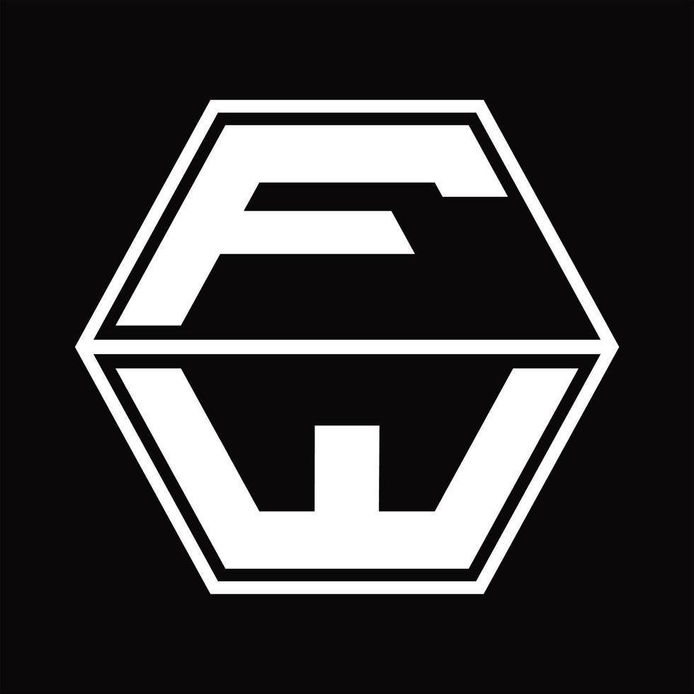 fw-Logo-Monogramm mit sechseckiger Form nach oben und unten Designvorlage vektor