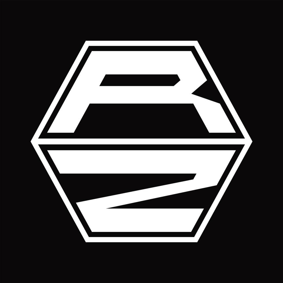rz logotyp monogram med sexhörning form upp och ner design mall vektor