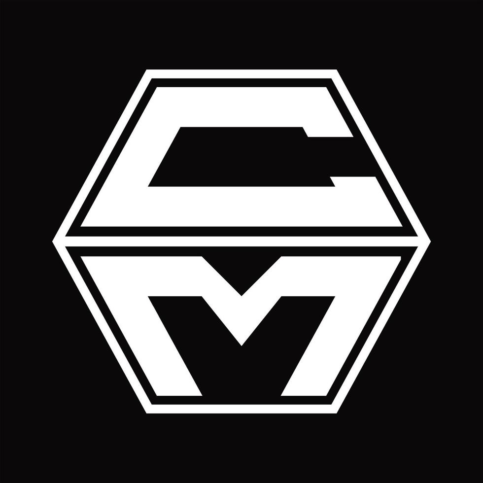 cm-Logo-Monogramm mit sechseckiger Form nach oben und unten Designvorlage vektor