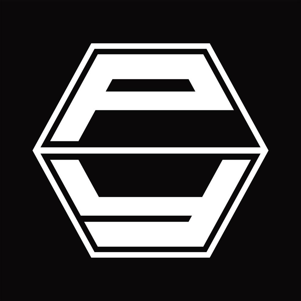 py logotyp monogram med sexhörning form upp och ner design mall vektor