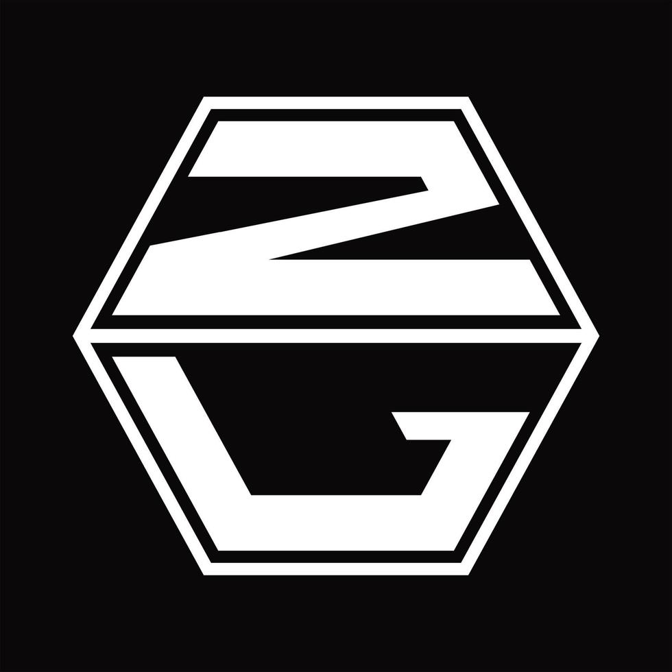 zl logotyp monogram med sexhörning form upp och ner design mall vektor