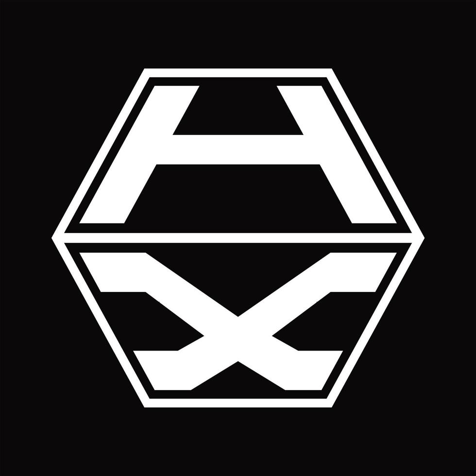 hx-Logo-Monogramm mit sechseckiger Form nach oben und unten Designvorlage vektor