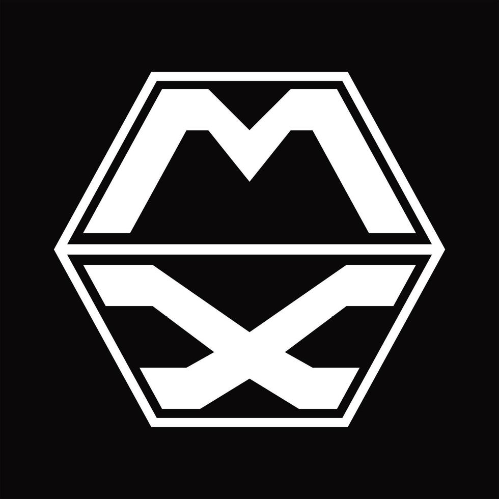 mx-Logo-Monogramm mit sechseckiger Form nach oben und unten Designvorlage vektor