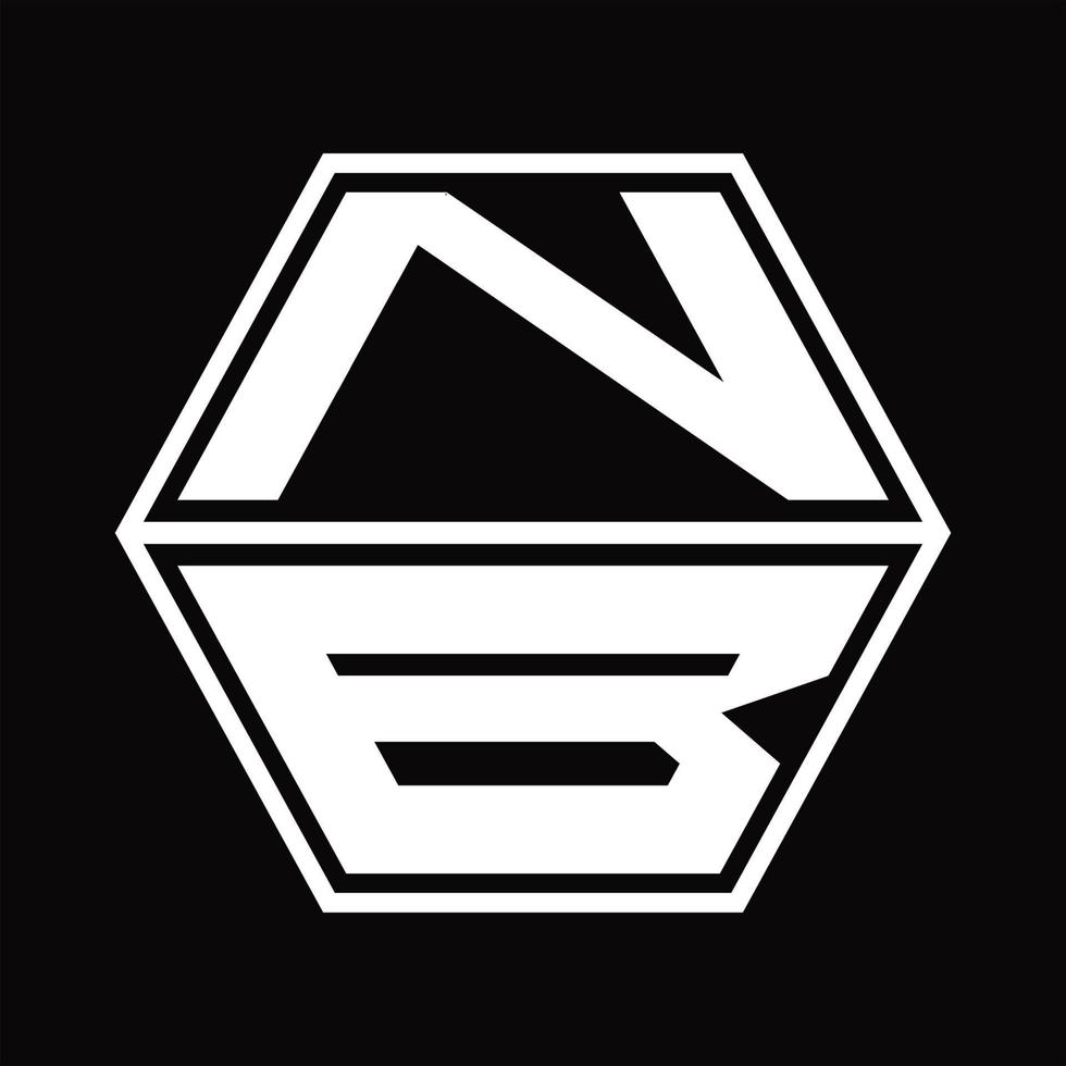 NB-Logo-Monogramm mit sechseckiger Form nach oben und unten Designvorlage vektor
