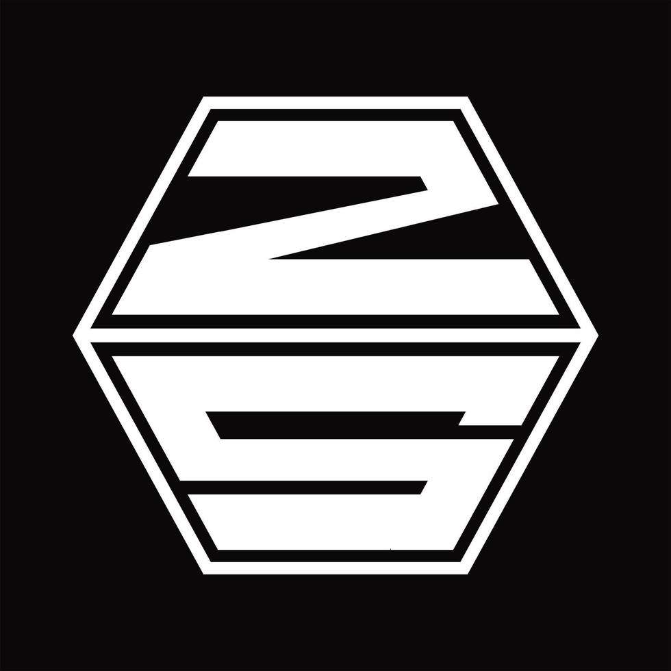 zs-Logo-Monogramm mit sechseckiger Form nach oben und unten Designvorlage vektor