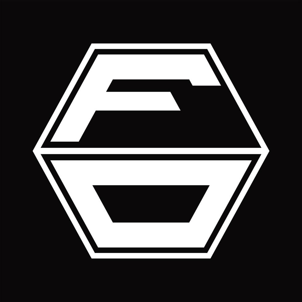fo-Logo-Monogramm mit sechseckiger Form nach oben und unten Designvorlage vektor