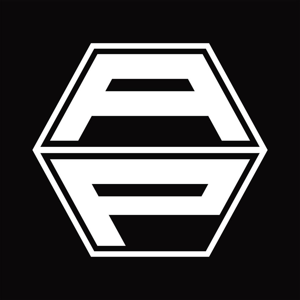 ap-Logo-Monogramm mit sechseckiger Form nach oben und unten Designvorlage vektor