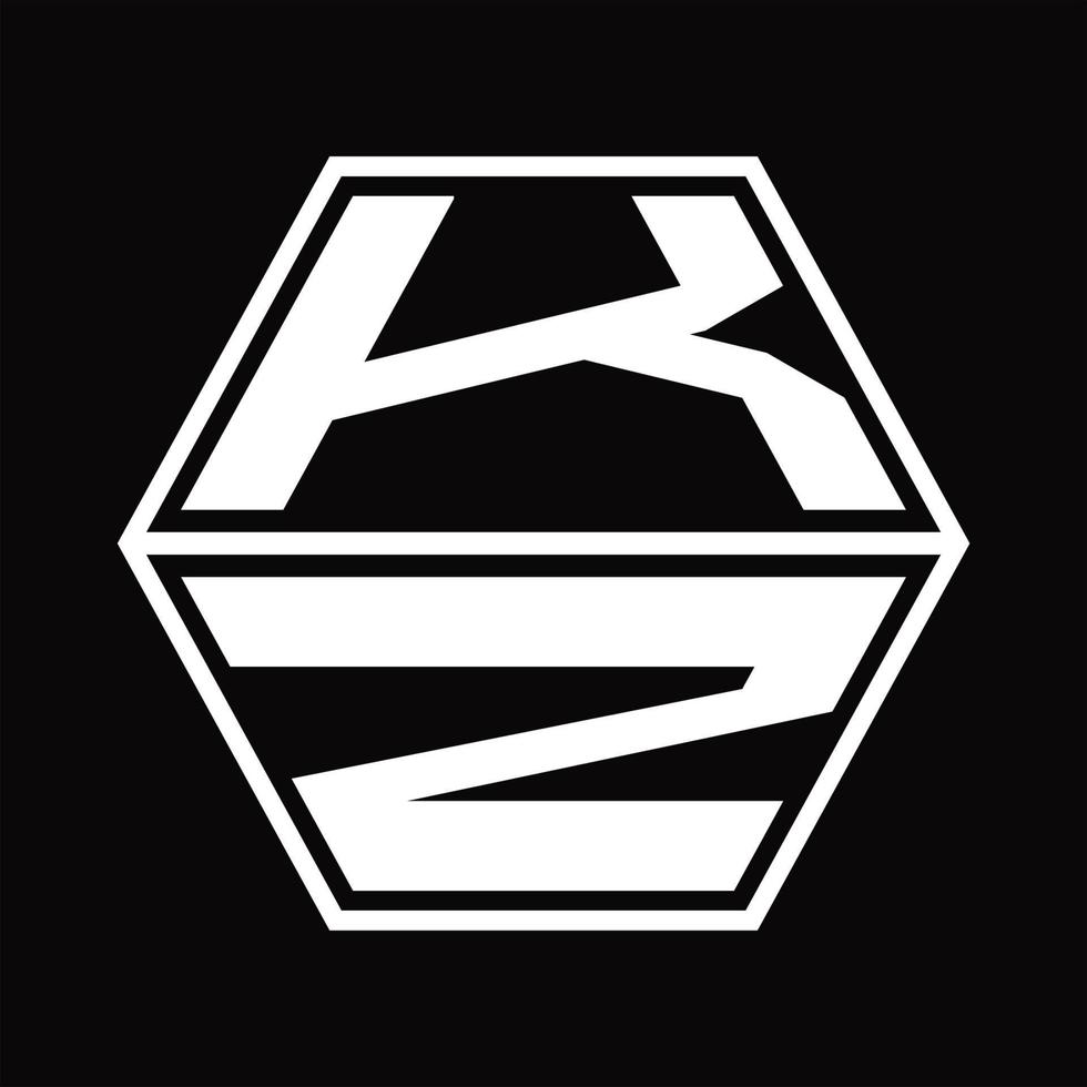 kz logotyp monogram med sexhörning form upp och ner design mall vektor