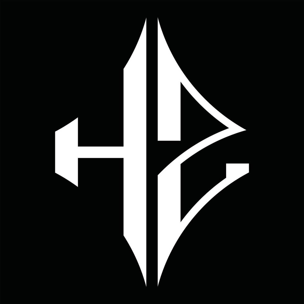 hz-Logo-Monogramm mit Rautenform-Designvorlage vektor