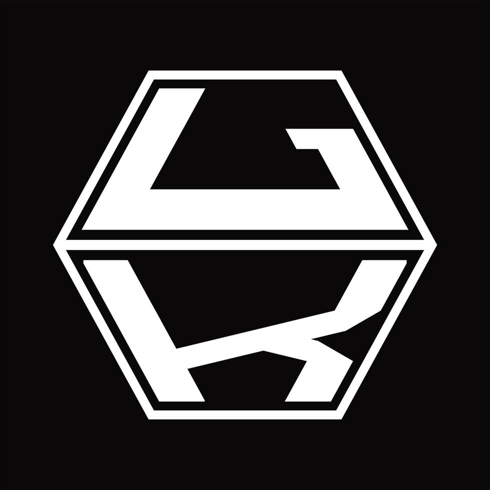 lk-Logo-Monogramm mit sechseckiger Form nach oben und unten Designvorlage vektor