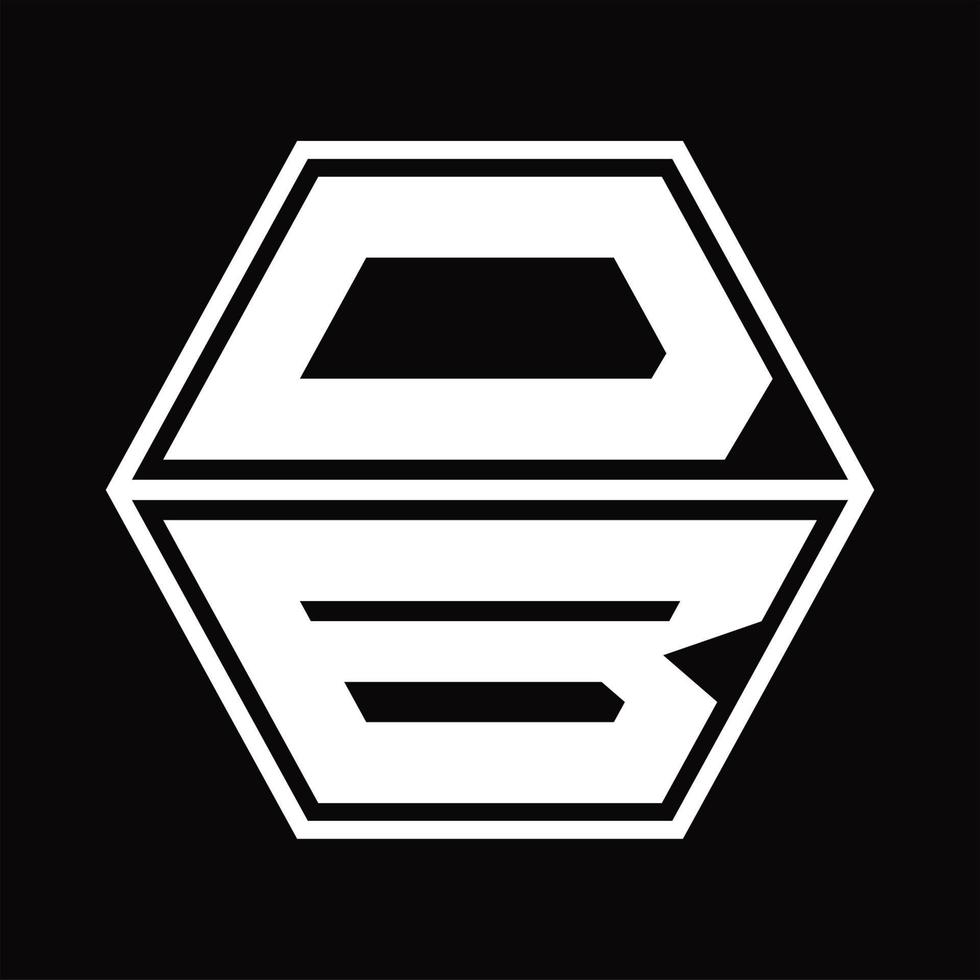db logotyp monogram med sexhörning form upp och ner design mall vektor