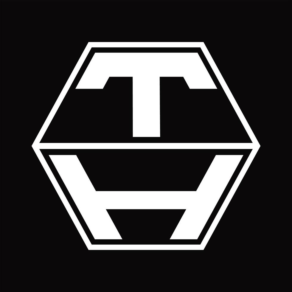 th Logo-Monogramm mit Hexagon-Form nach oben und unten Design-Vorlage vektor