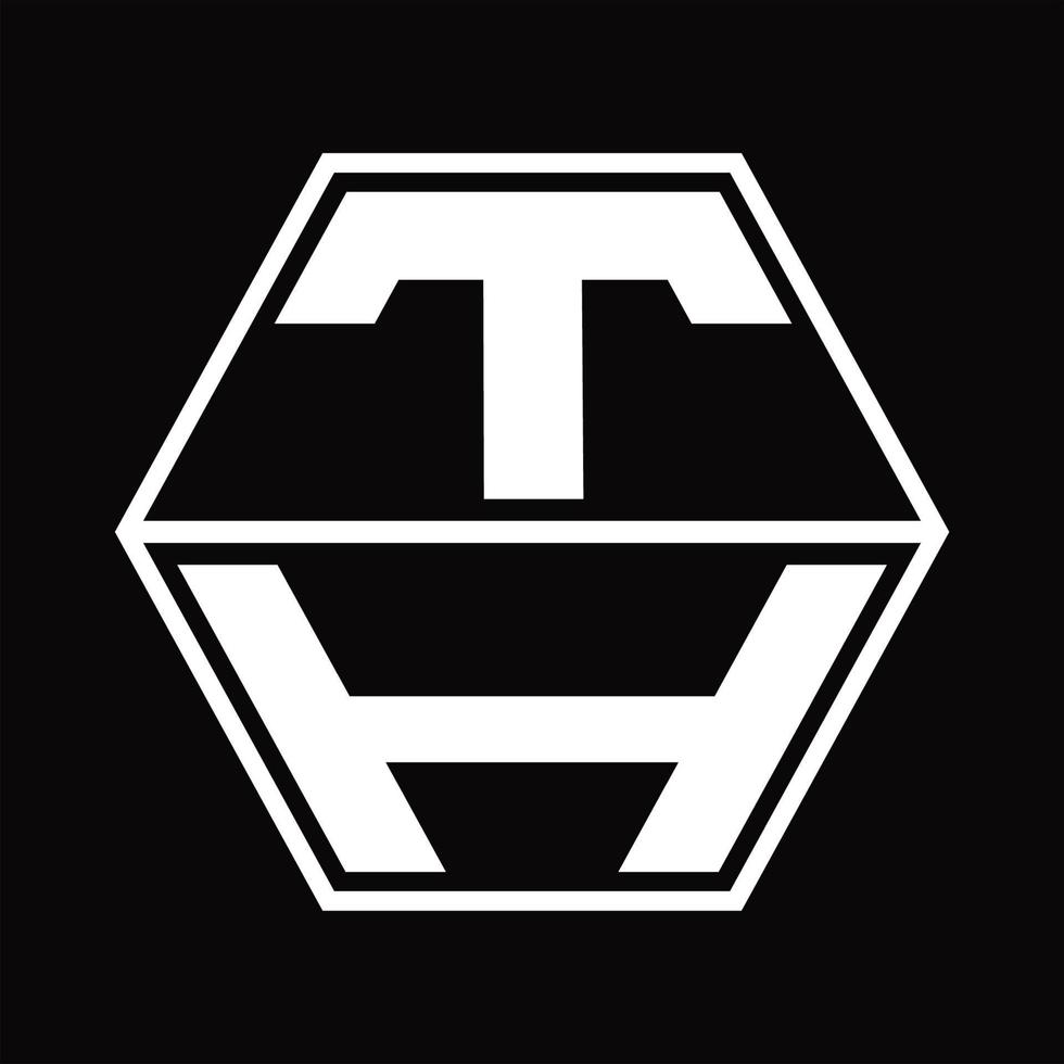 th logotyp monogram med sexhörning form upp och ner design mall vektor