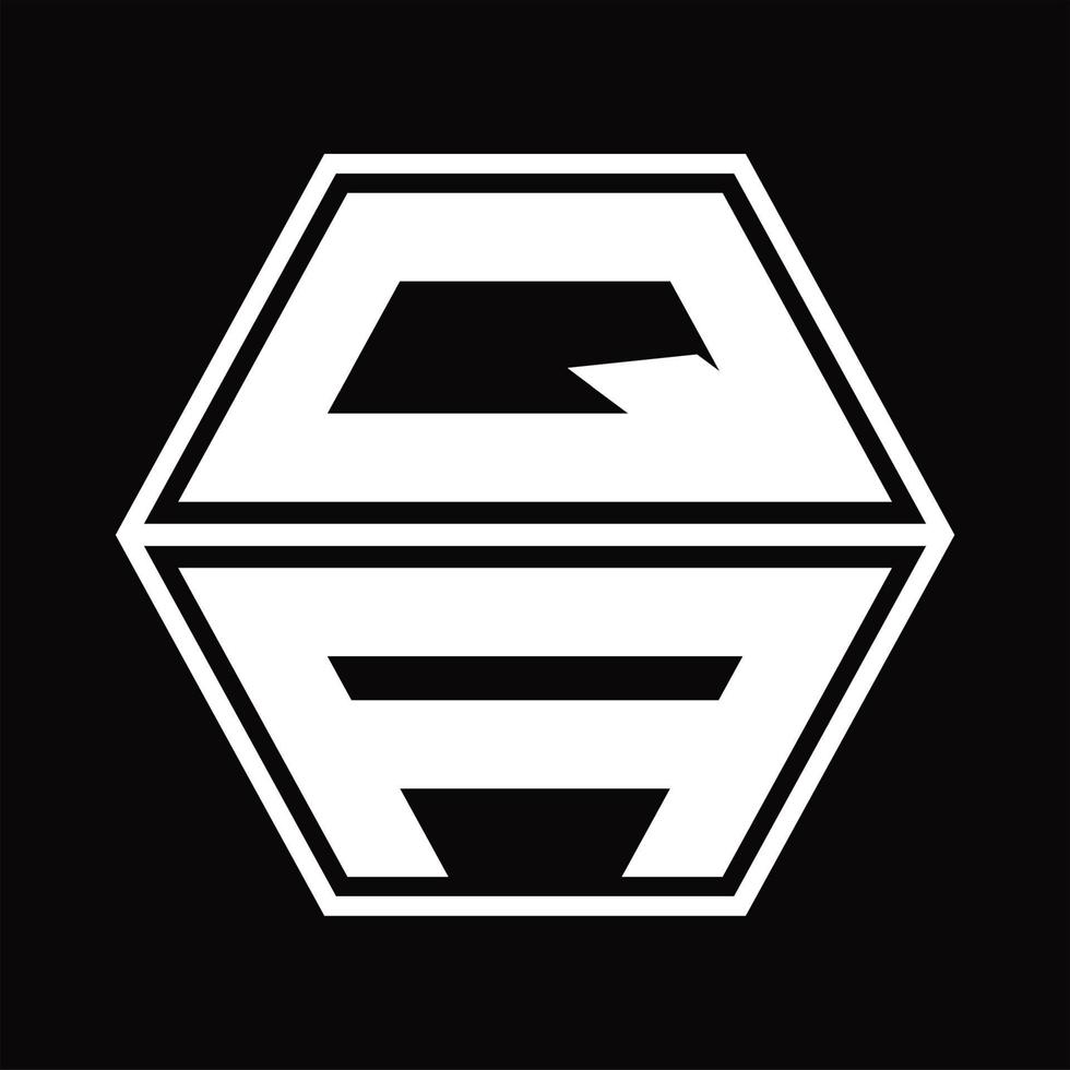 qa-Logo-Monogramm mit sechseckiger Form nach oben und unten Designvorlage vektor