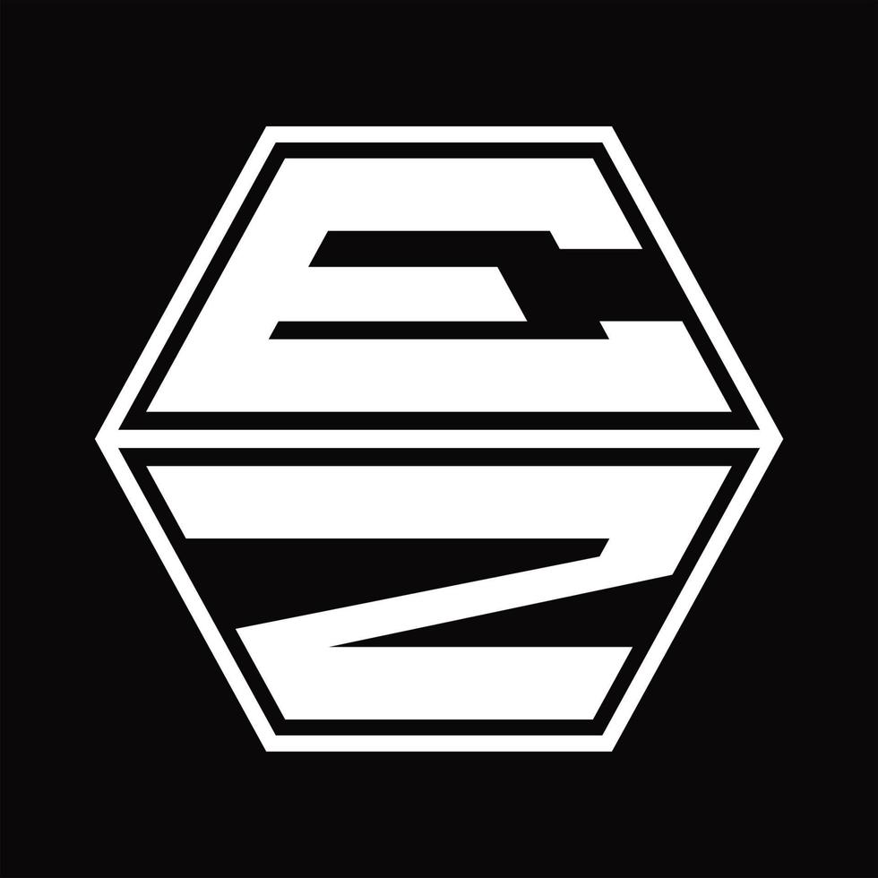 ez-Logo-Monogramm mit sechseckiger Form nach oben und unten Designvorlage vektor