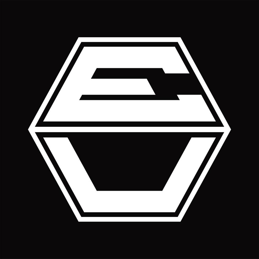 eu logotyp monogram med sexhörning form upp och ner design mall vektor