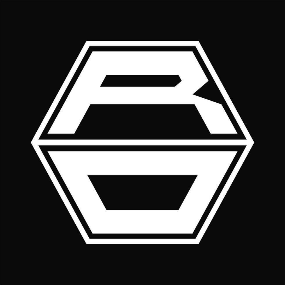 Ro-Logo-Monogramm mit sechseckiger Form nach oben und unten Designvorlage vektor
