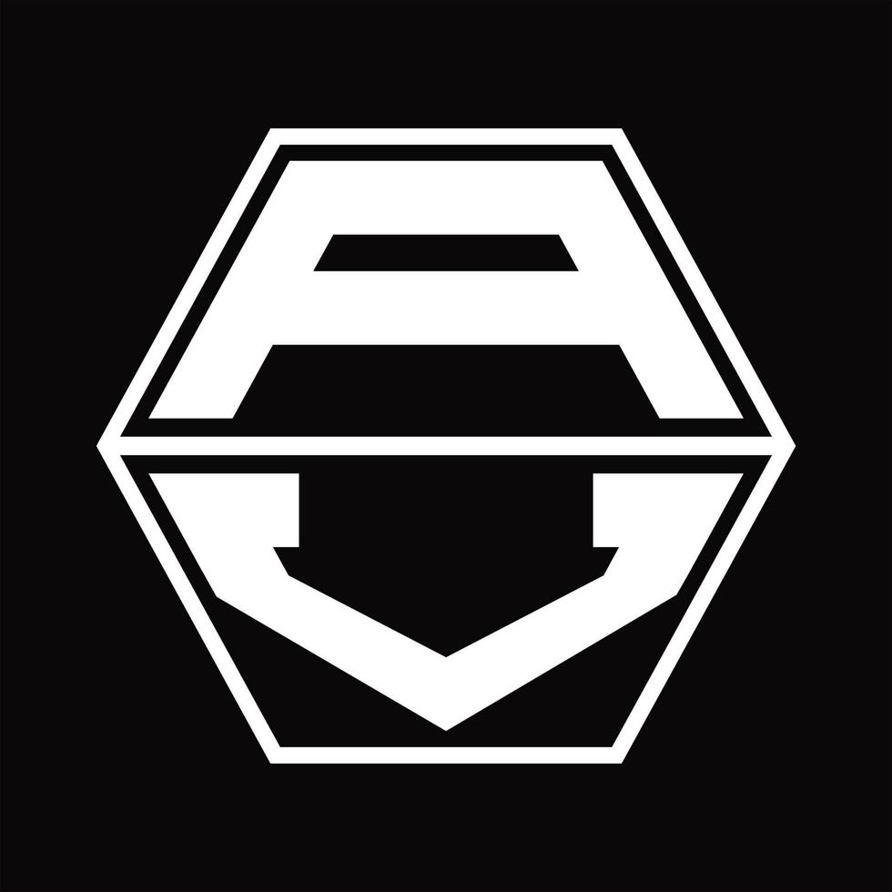 AV-Logo-Monogramm mit sechseckiger Form nach oben und unten Designvorlage vektor