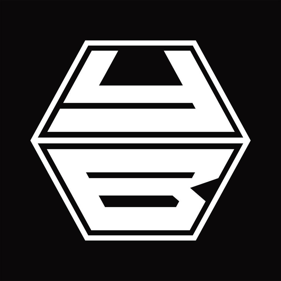 yb-Logo-Monogramm mit sechseckiger Form nach oben und unten Designvorlage vektor