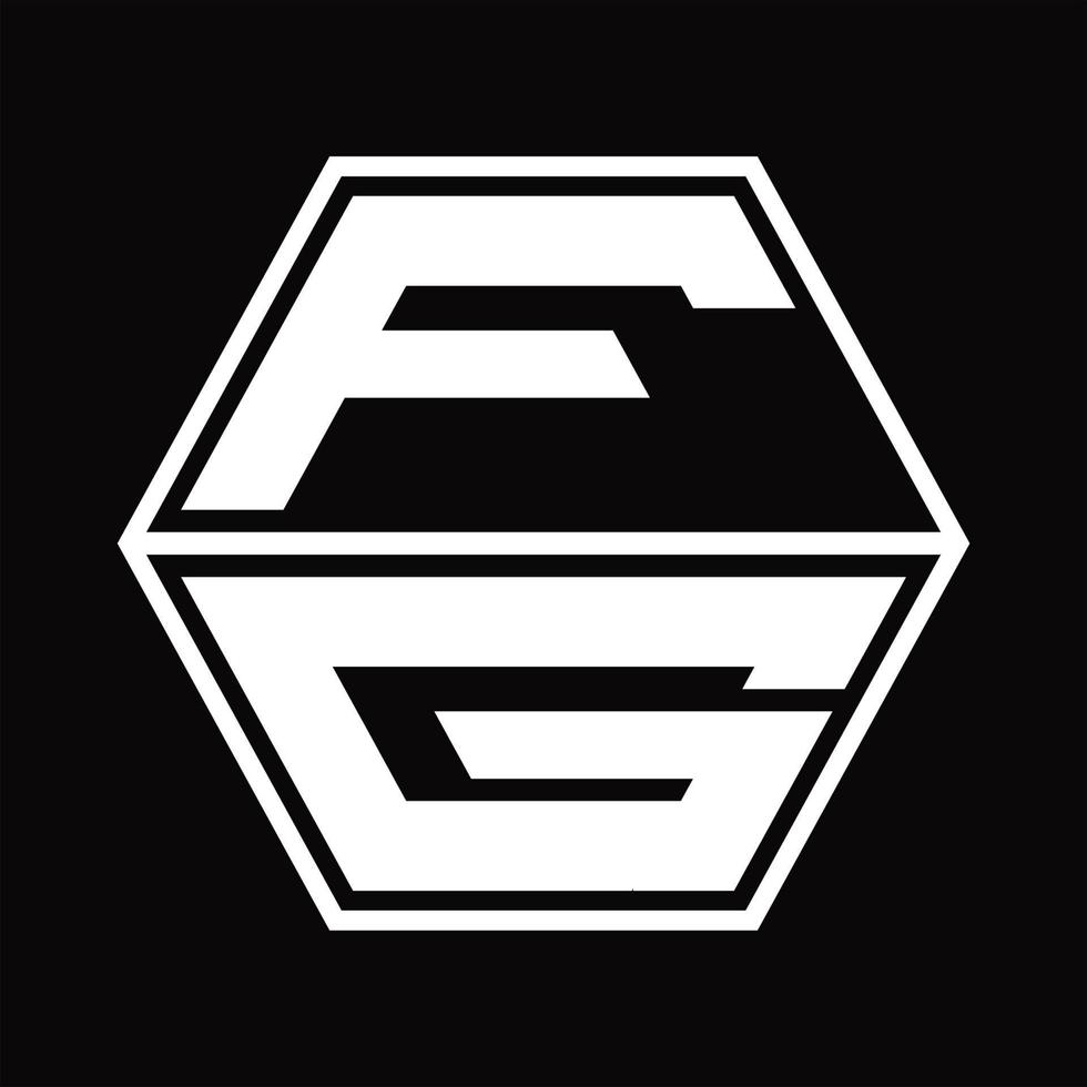 fg-Logo-Monogramm mit sechseckiger Form nach oben und unten Designvorlage vektor