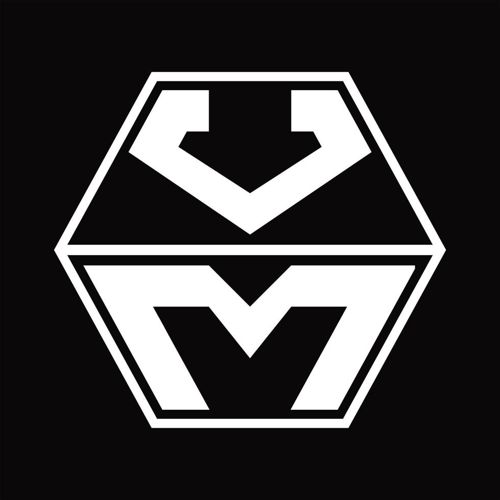 vm-Logo-Monogramm mit sechseckiger Form nach oben und unten Designvorlage vektor