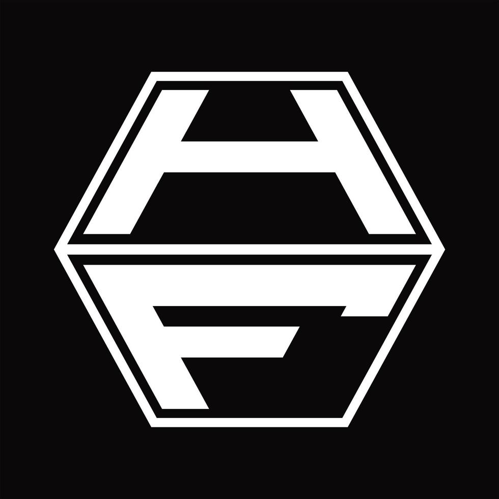 hf logotyp monogram med sexhörning form upp och ner design mall vektor