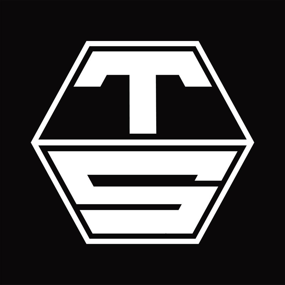 ts-Logo-Monogramm mit sechseckiger Form nach oben und unten Designvorlage vektor