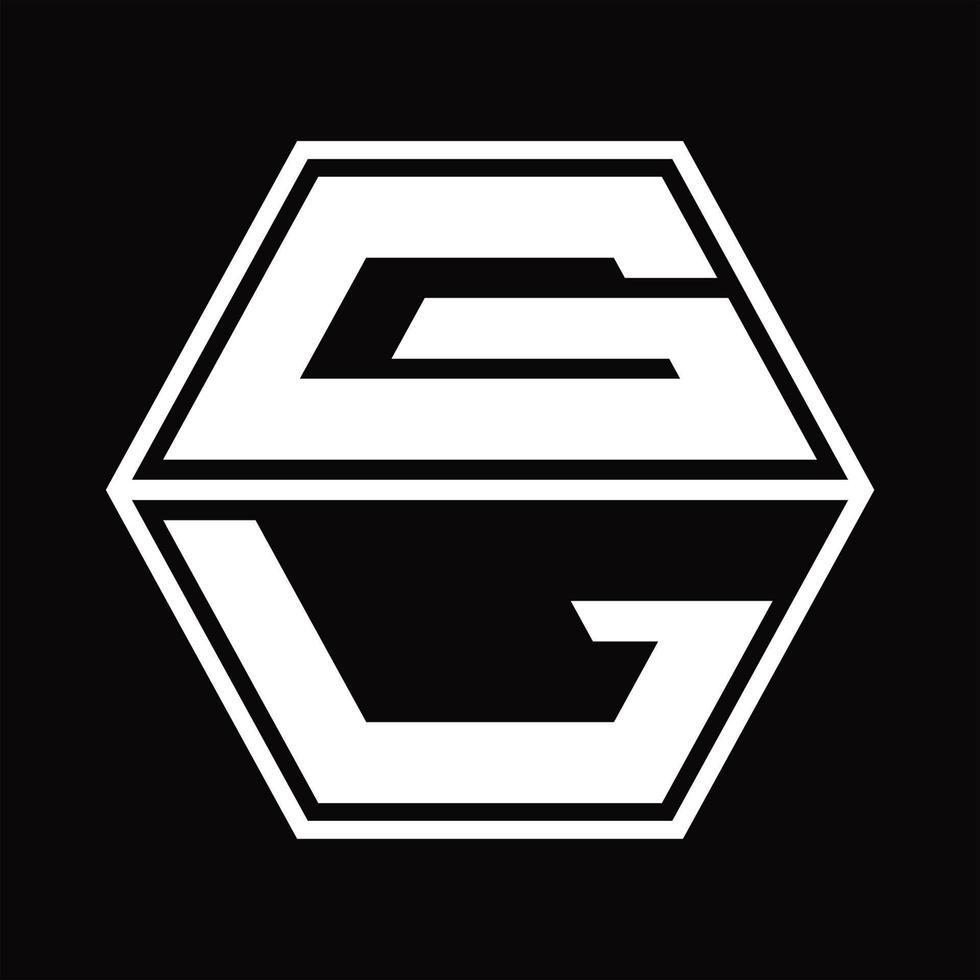gl-Logo-Monogramm mit sechseckiger Form nach oben und unten Designvorlage vektor