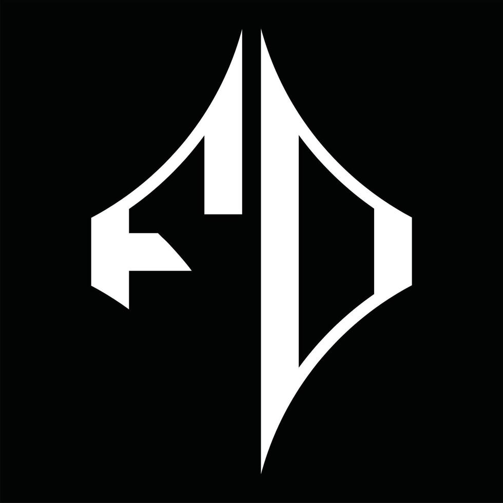 fd-Logo-Monogramm mit Rautenform-Designvorlage vektor