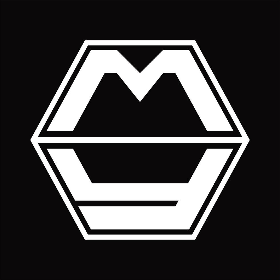 min logotyp monogram med sexhörning form upp och ner design mall vektor
