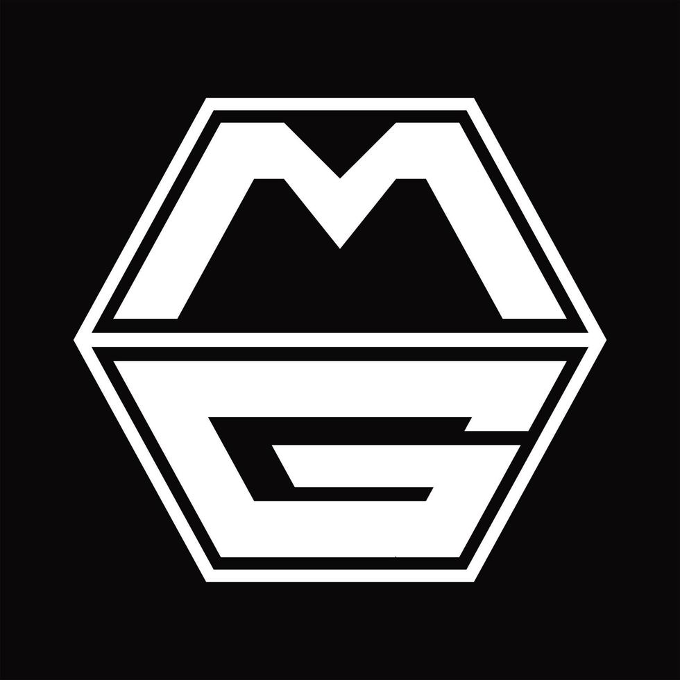 mg logotyp monogram med sexhörning form upp och ner design mall vektor