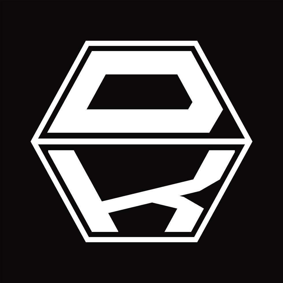 dk logotyp monogram med sexhörning form upp och ner design mall vektor