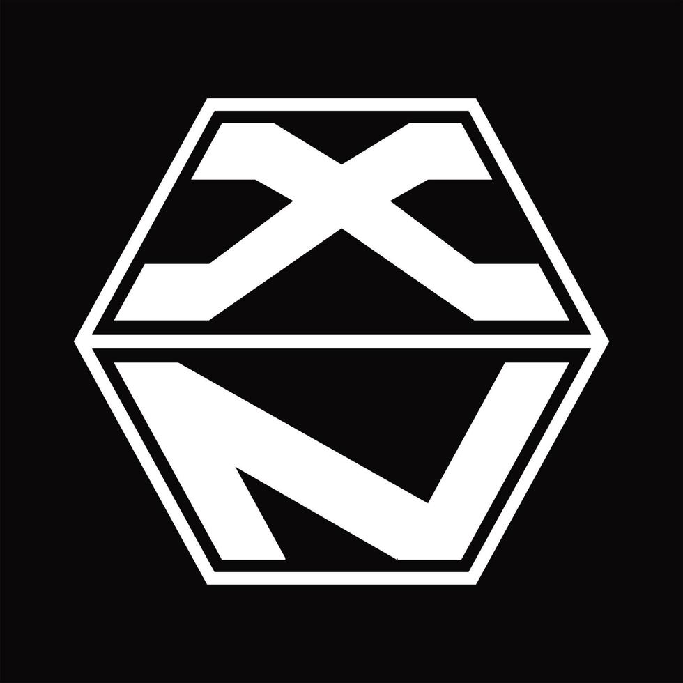 xn logotyp monogram med sexhörning form upp och ner design mall vektor