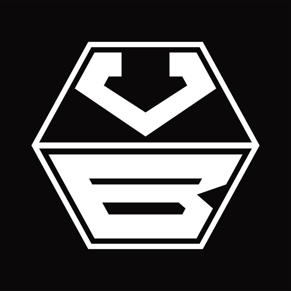 vb-Logo-Monogramm mit sechseckiger Form nach oben und unten Designvorlage vektor