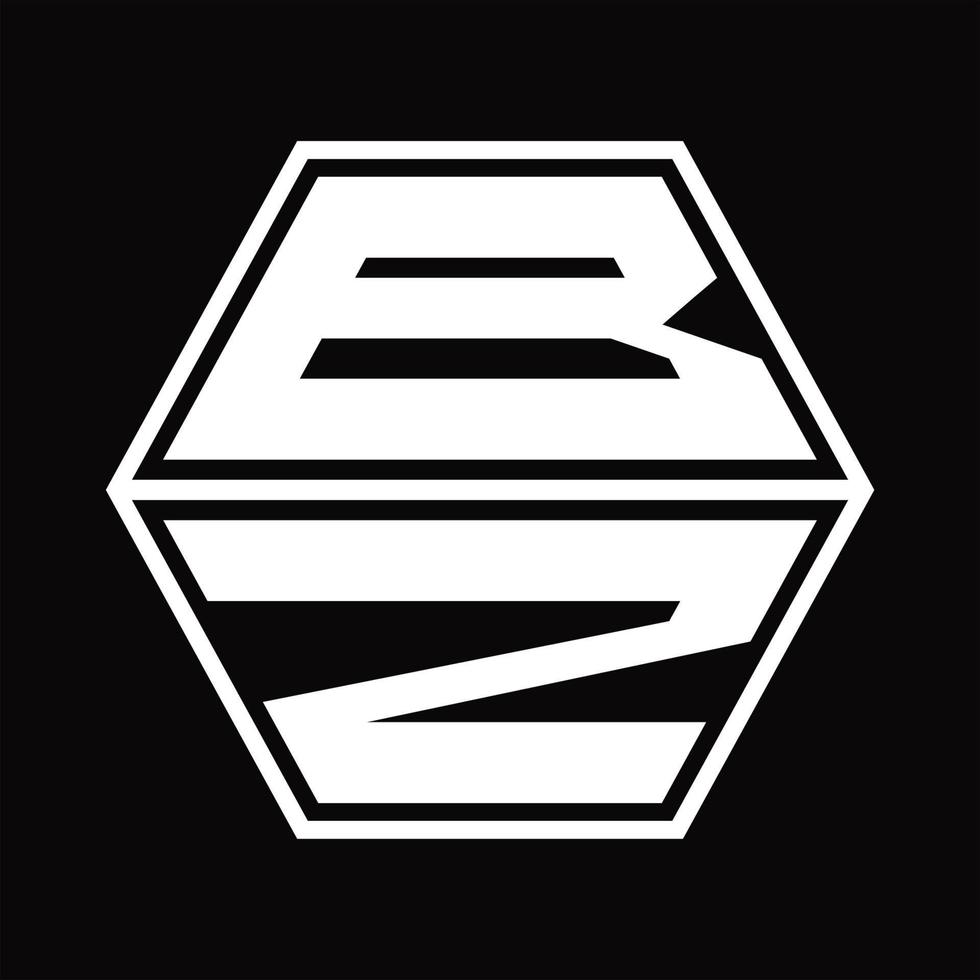 bz logotyp monogram med sexhörning form upp och ner design mall vektor