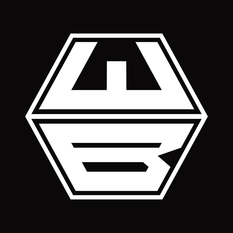 wb logotyp monogram med sexhörning form upp och ner design mall vektor