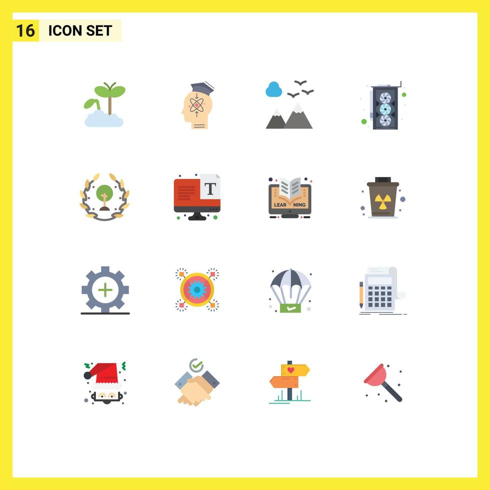 16 universell platt Färg tecken symboler av dag hårdvara skicklighet grafisk kort resa redigerbar packa av kreativ vektor design element